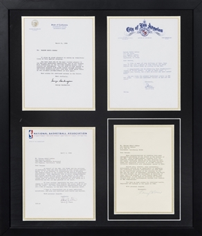 1984 Congratulatory Letters to Kareem Abdul-Jabbar On Surpassing Wilt Chamberlains Record of All-Time Leading Scorer In 24x28 Framed Display (Abdul-Jabbar LOA)